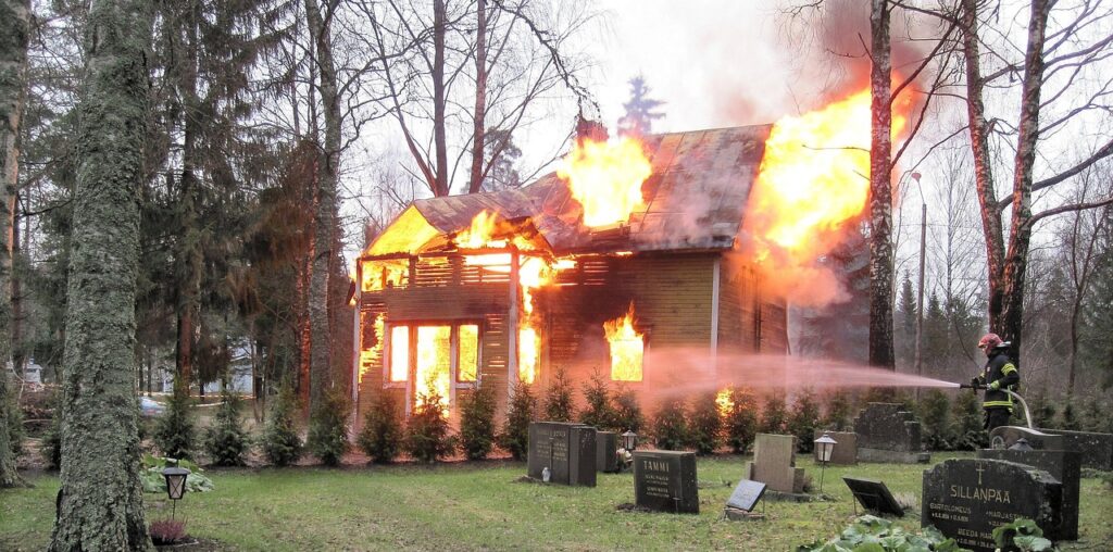 fire, the house is on fire, cemetery